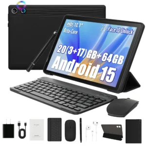 2026 Newest Android 15 Tablet with Stylus Keyboard Mouse Headphones Case Set